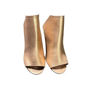 Joe's Chunky Heel Rose Gold Slip On Peep Toe Vegan Leather Mule Size 7